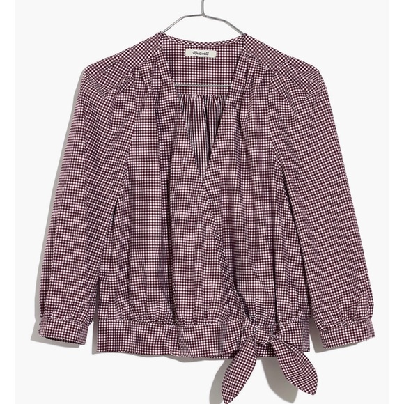 Madewell Gingham Check Wrap Blouse - Picture 4 of 4